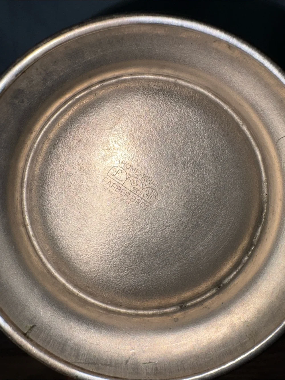 Vintage Farber Bros Polished Silver Cocktail Shaker with Black Sculpted Handle